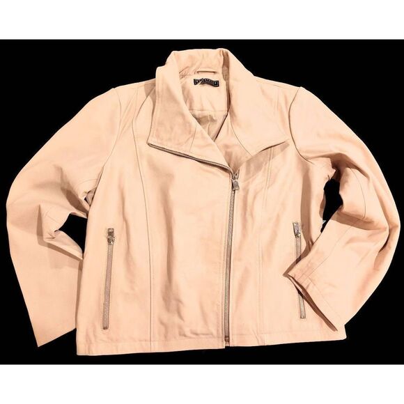 BAGATELLE COLLECTION SAND SHELL GENUINE LEATHER ASYMMETRICAL JACKET XL NWOT - Picture 1 of 13